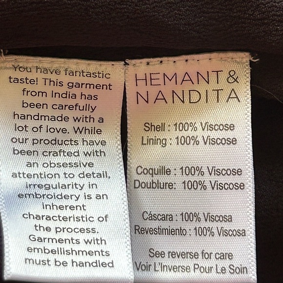 Hemant & Nandita Crimson mini floral v neck front bow dress SMALL - Picture 15 of 15